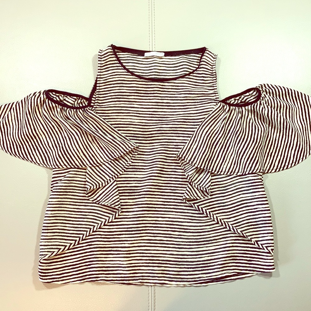 Zara Cold Shoulder Ruffle Sleeve Top